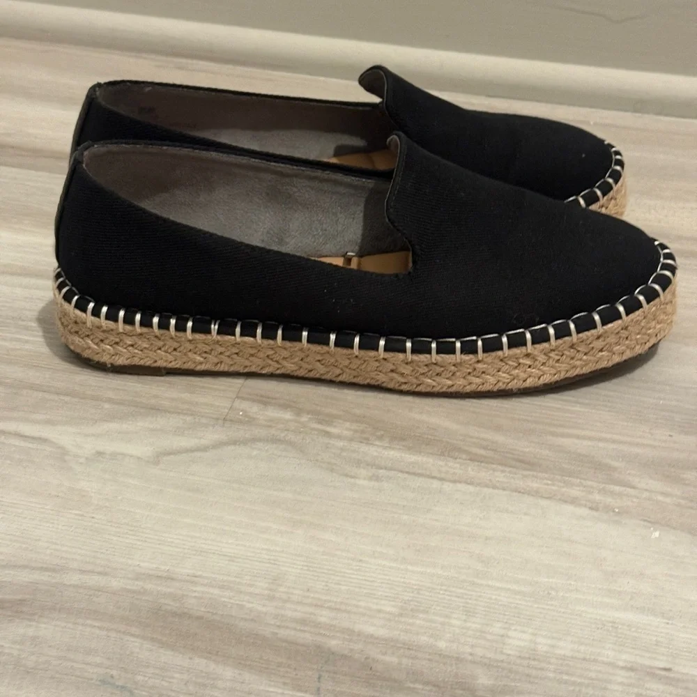 Joie Black Canvas Espadrille Loafers